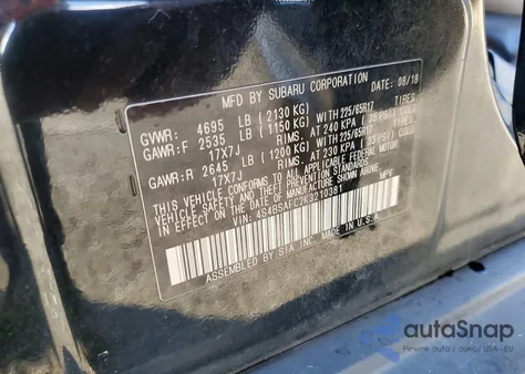 2019 Subaru Outback 2.5I Premium from USA, damaged, VIN 4S4BSAFC2K3210381